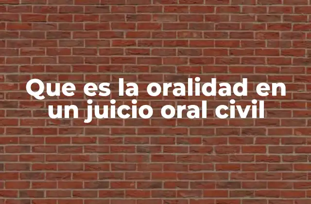 Que es la Oralidad en un Juicio Oral Civil