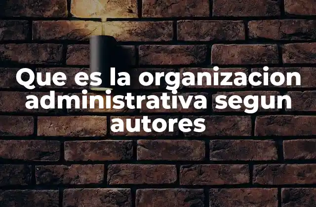 Que es la Organizacion Administrativa Segun Autores