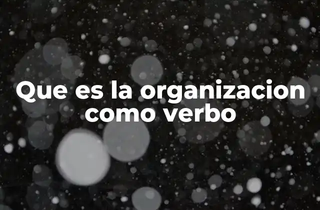 Que es la Organizacion como Verbo