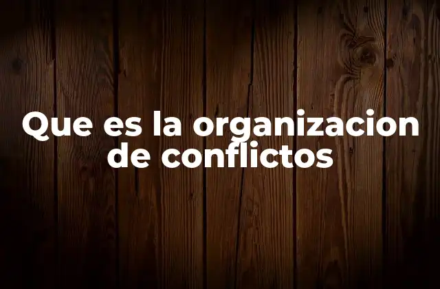 Que es la Organizacion de Conflictos