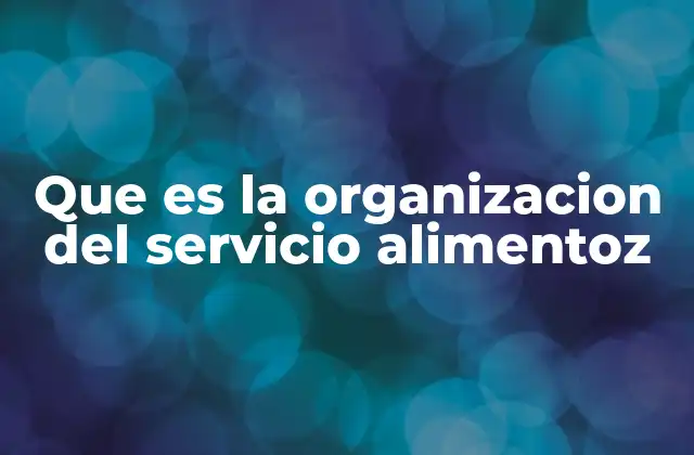 Que es la Organizacion Del Servicio Alimentoz