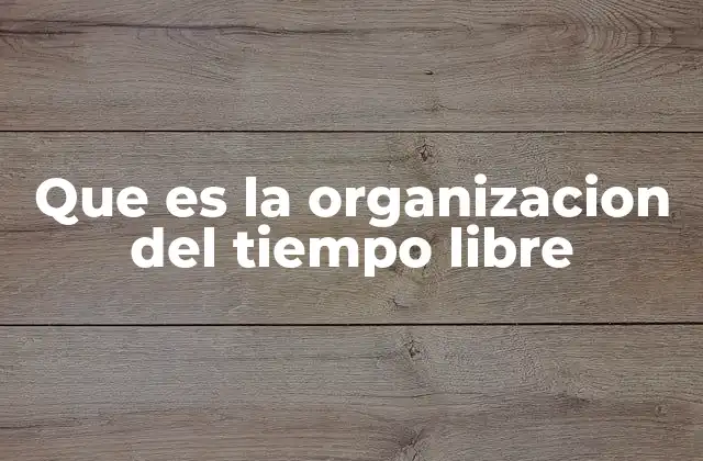 Que es la Organizacion Del Tiempo Libre