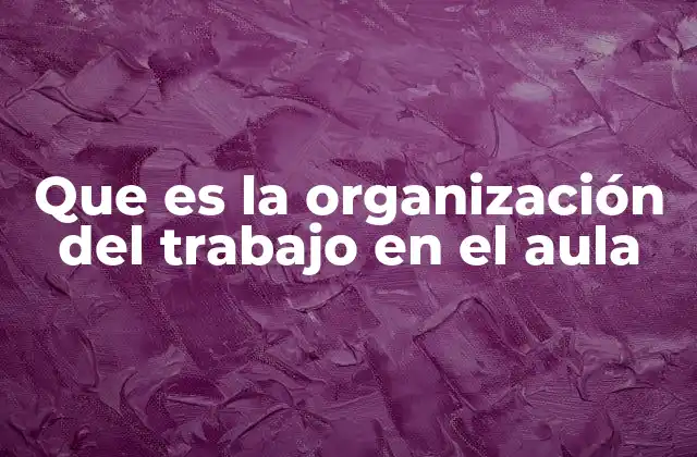 Que es la Organización Del Trabajo en el Aula