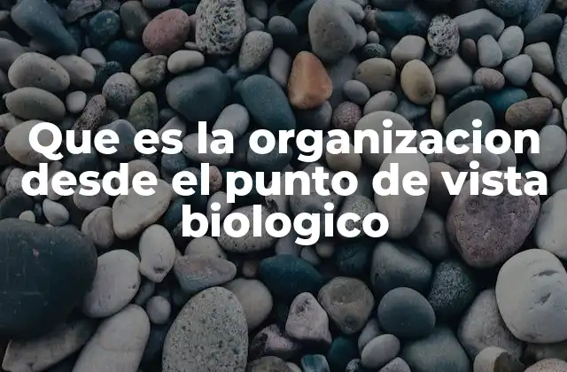 Que es la Organizacion desde el Punto de Vista Biologico