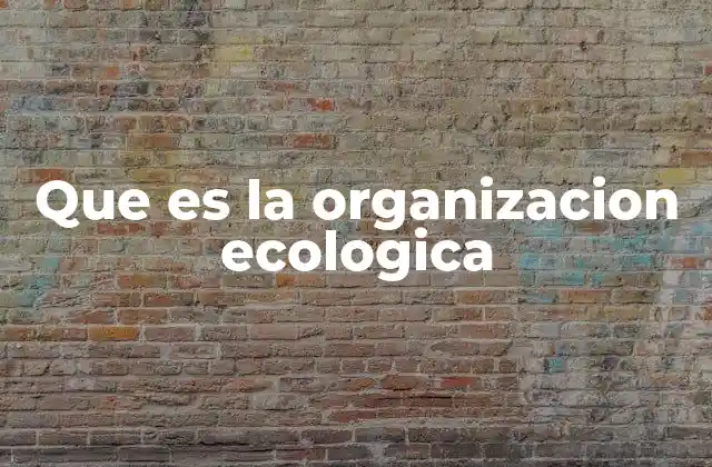 Que es la Organizacion Ecologica