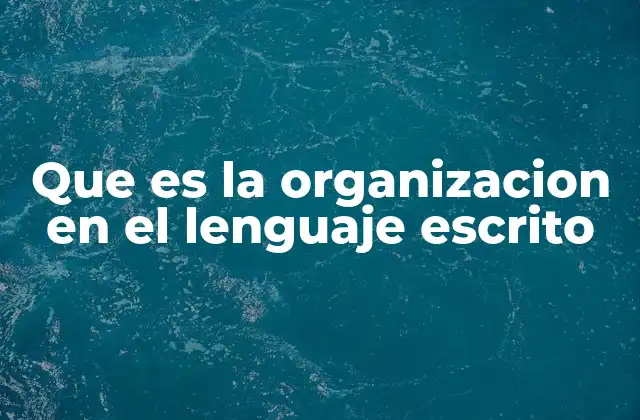 Que es la Organizacion en el Lenguaje Escrito