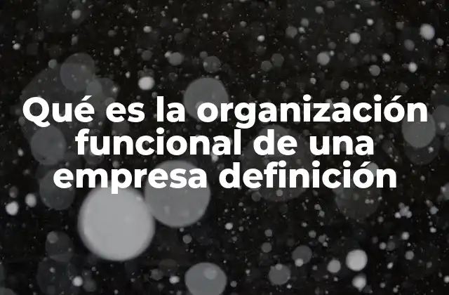 Qué es la Organización Funcional de una Empresa Definición