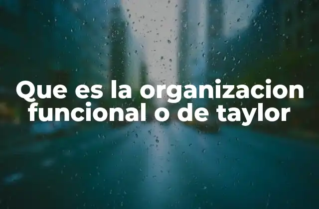 Que es la Organizacion Funcional o de Taylor