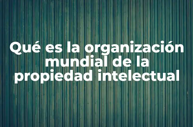 Qué es la Organización Mundial de la Propiedad Intelectual