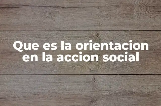 Que es la Orientacion en la Accion Social