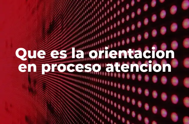 Que es la Orientacion en Proceso Atencion