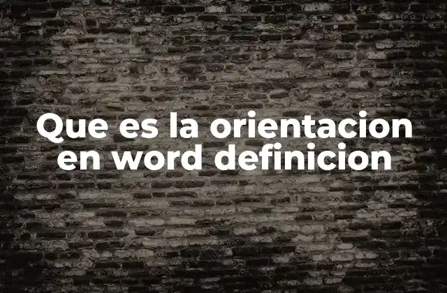 Que es la Orientacion en Word Definicion