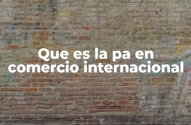 Que es la Pa en Comercio Internacional