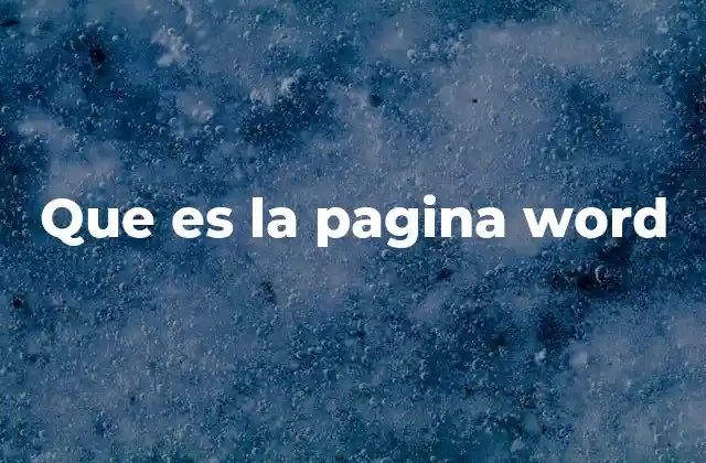 Que es la Pagina Word