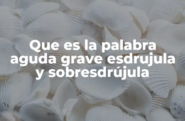 Que es la Palabra Aguda Grave Esdrujula y Sobresdrújula