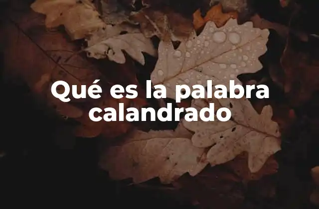 Qué es la Palabra Calandrado
