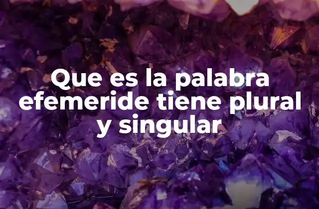 Que es la Palabra Efemeride Tiene Plural y Singular