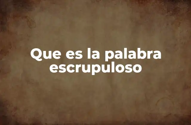 Que es la Palabra Escrupuloso