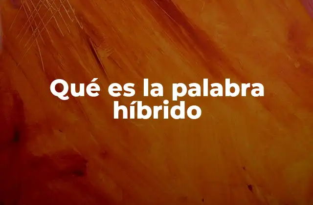 Qué es la Palabra Híbrido