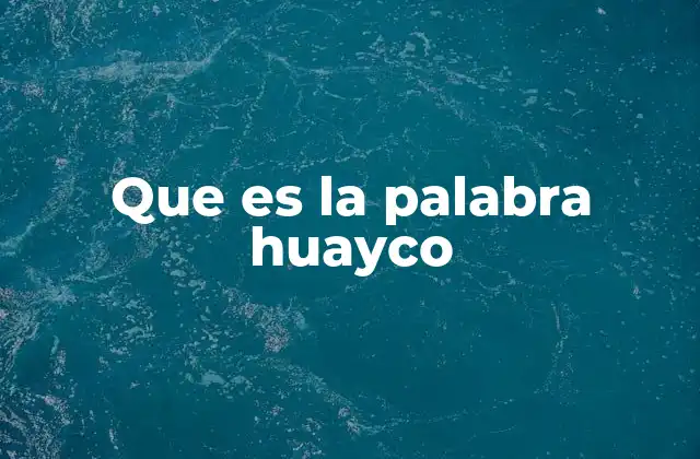 Que es la Palabra Huayco