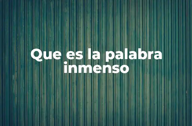 Que es la Palabra Inmenso