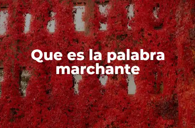 Que es la Palabra Marchante
