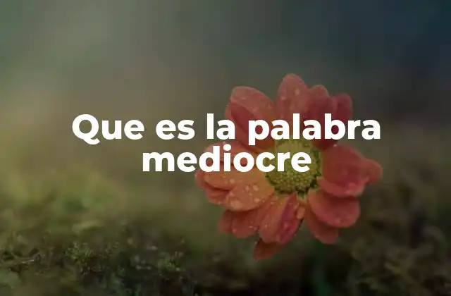 Que es la Palabra Mediocre