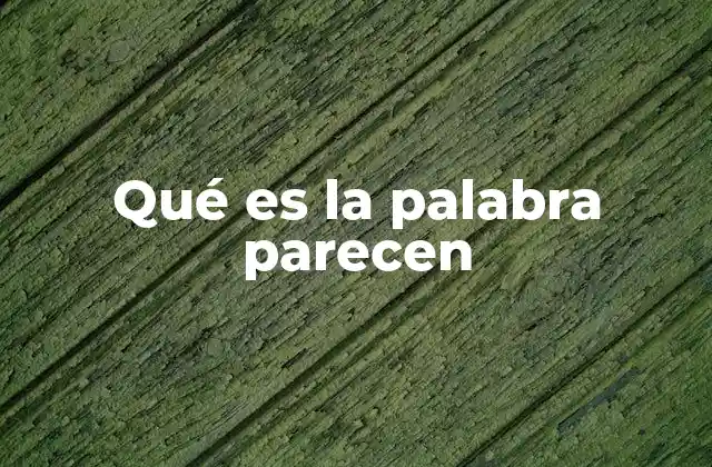 Qué es la Palabra Parecen