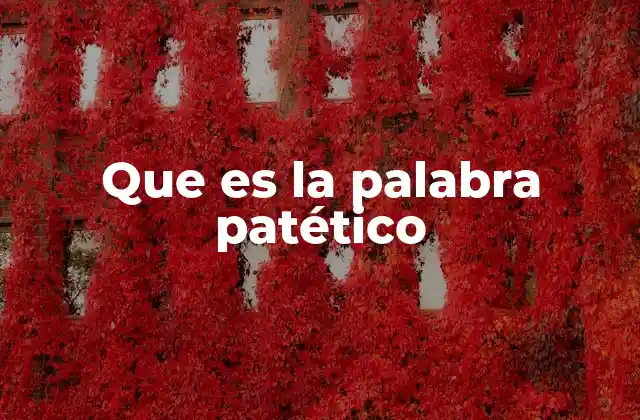 Que es la Palabra Patético