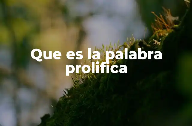 Que es la Palabra Prolifica