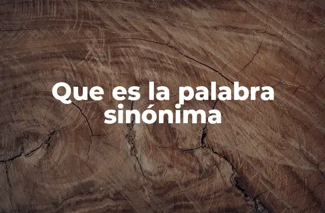 Que es la Palabra Sinónima