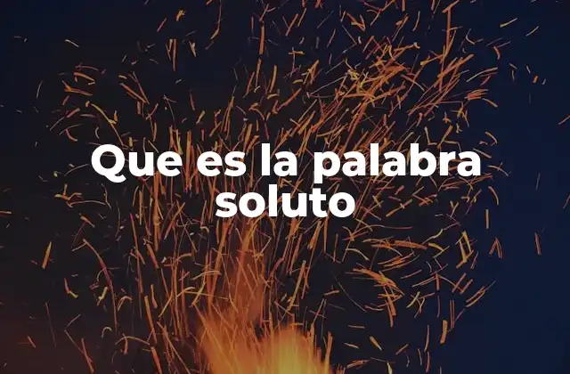 Que es la Palabra Soluto