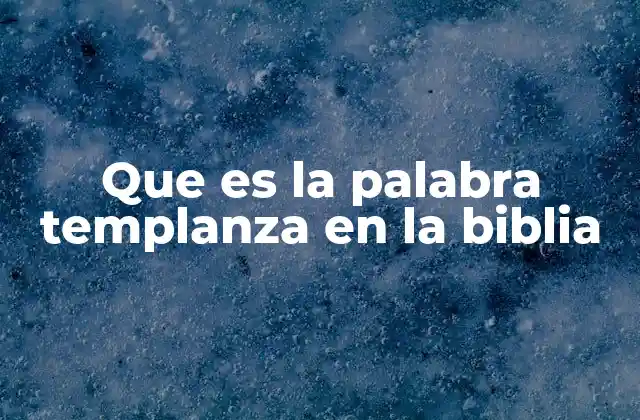 Que es la Palabra Templanza en la Biblia