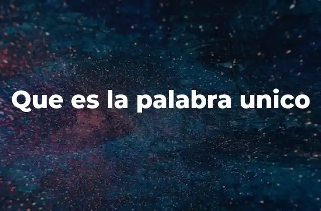 Que es la Palabra Unico