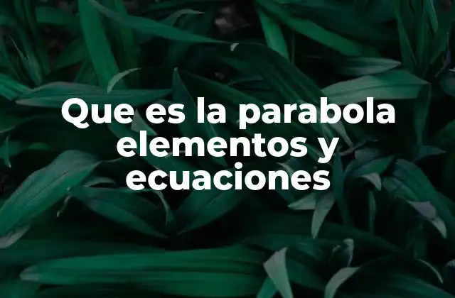 Que es la Parabola Elementos y Ecuaciones