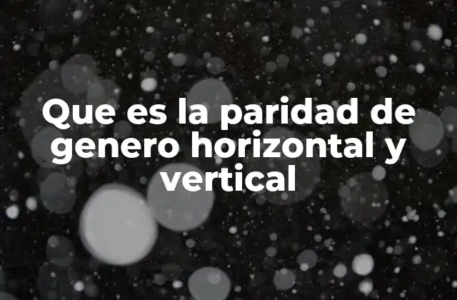 Que es la Paridad de Genero Horizontal y Vertical