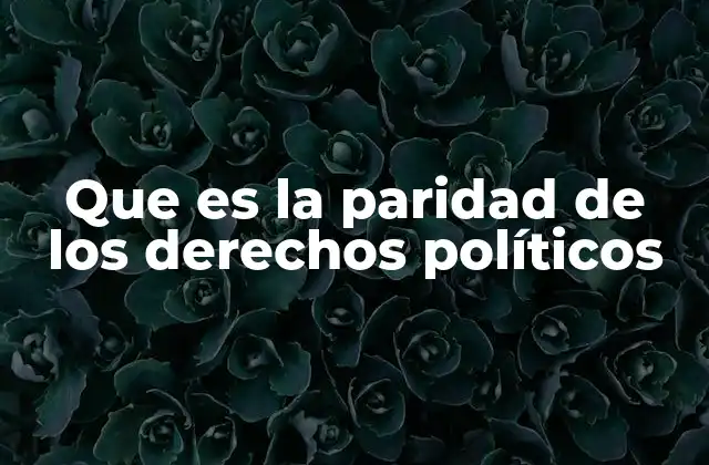 Que es la Paridad de los Derechos Políticos