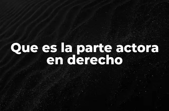 Que es la Parte Actora en Derecho