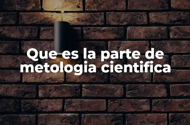 Que es la Parte de Metologia Cientifica