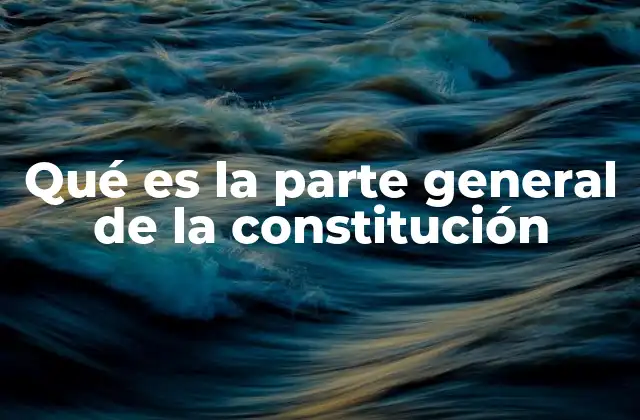 Qué es la Parte General de la Constitución