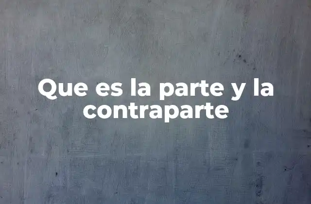 Que es la Parte y la Contraparte