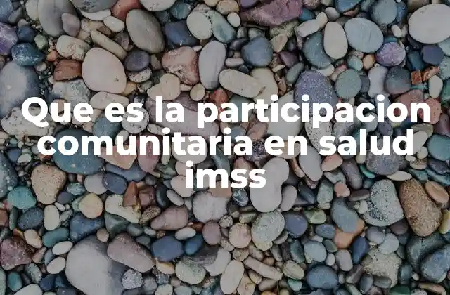 Que es la Participacion Comunitaria en Salud Imss