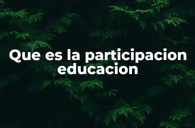 Que es la Participacion Educacion