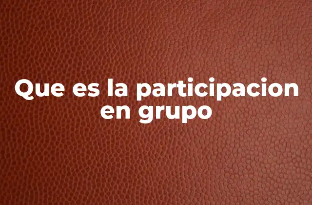 Que es la Participacion en Grupo