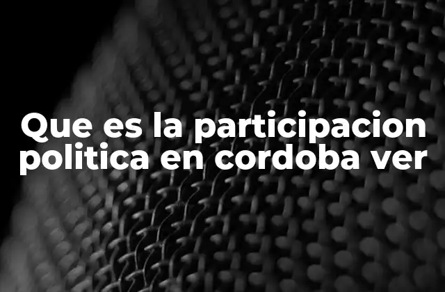 Que es la Participacion Politica en Cordoba Ver