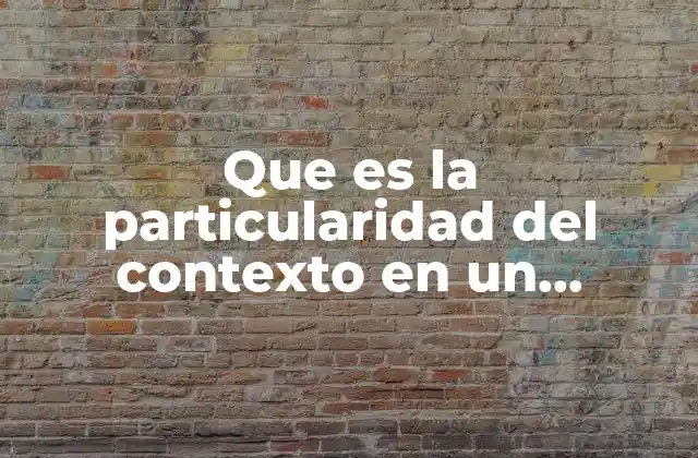 Que es la Particularidad Del Contexto en un Proyecto