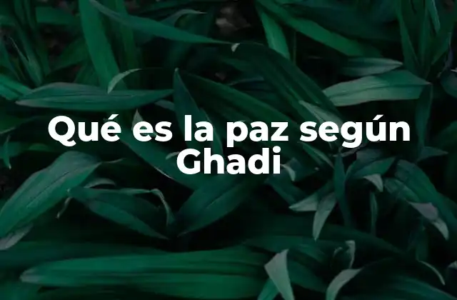 Qué es la Paz según Ghadi