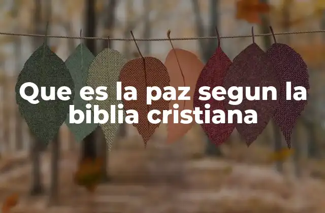 Que es la Paz Segun la Biblia Cristiana
