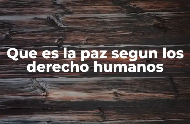 Que es la Paz Segun los Derecho Humanos