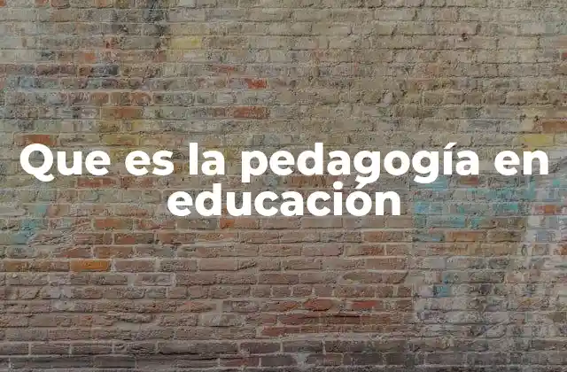 Que es la Pedagogía en Educación